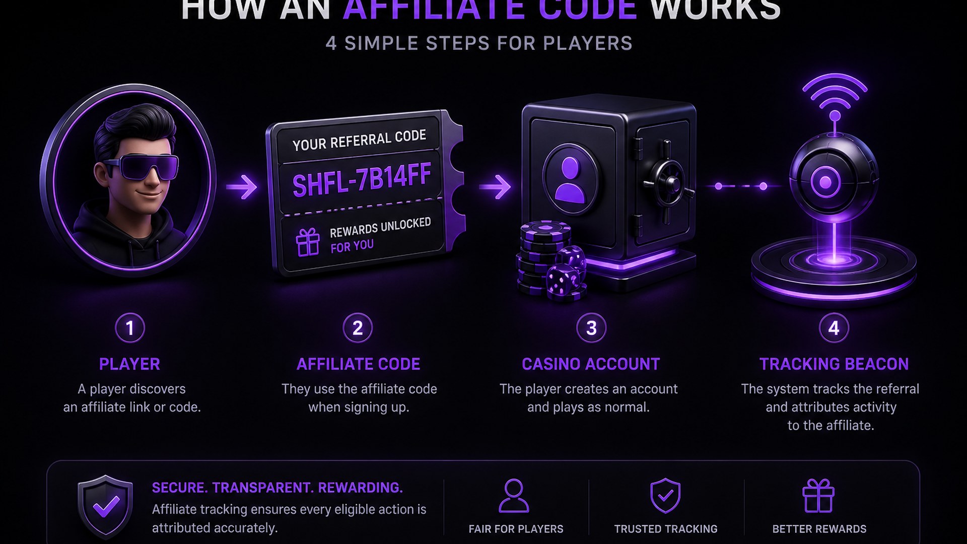 How a Shuffle casino affiliate code works for players illustration