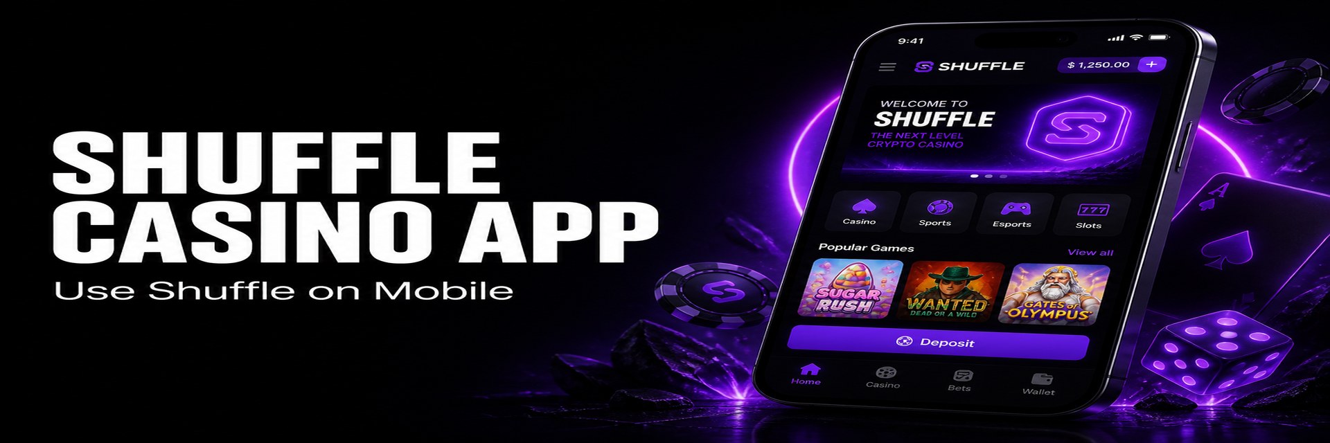 Shuffle Casino App — use Shuffle on mobile banner