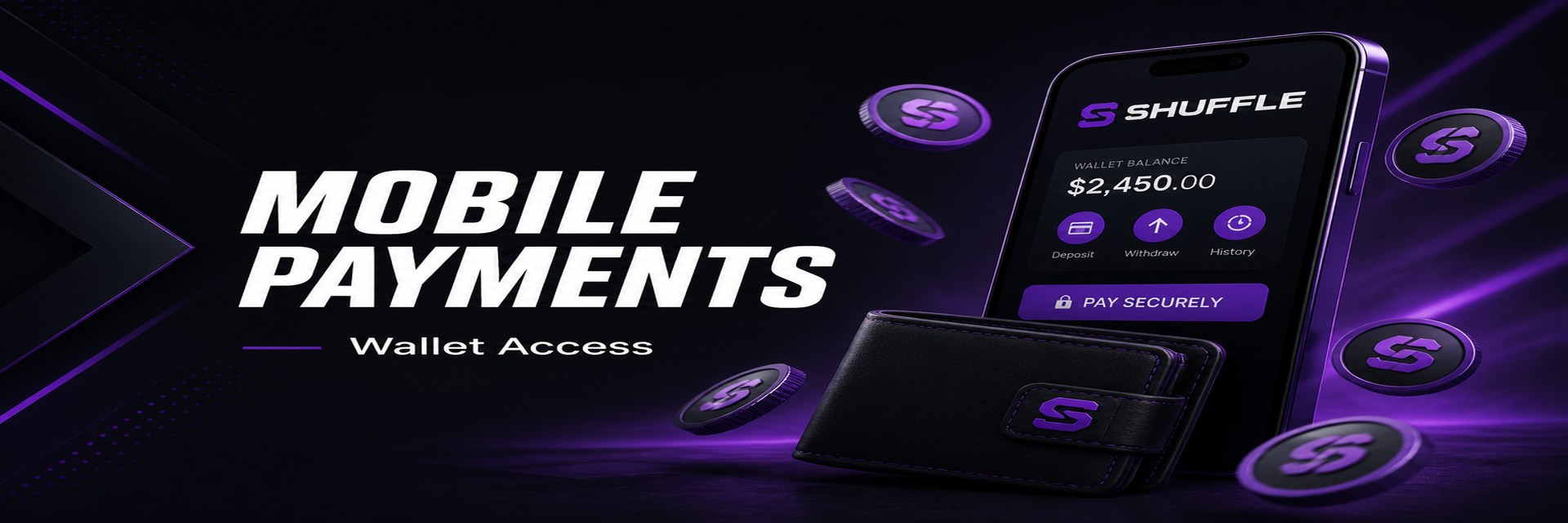 Shuffle mobile payments and wallet access banner