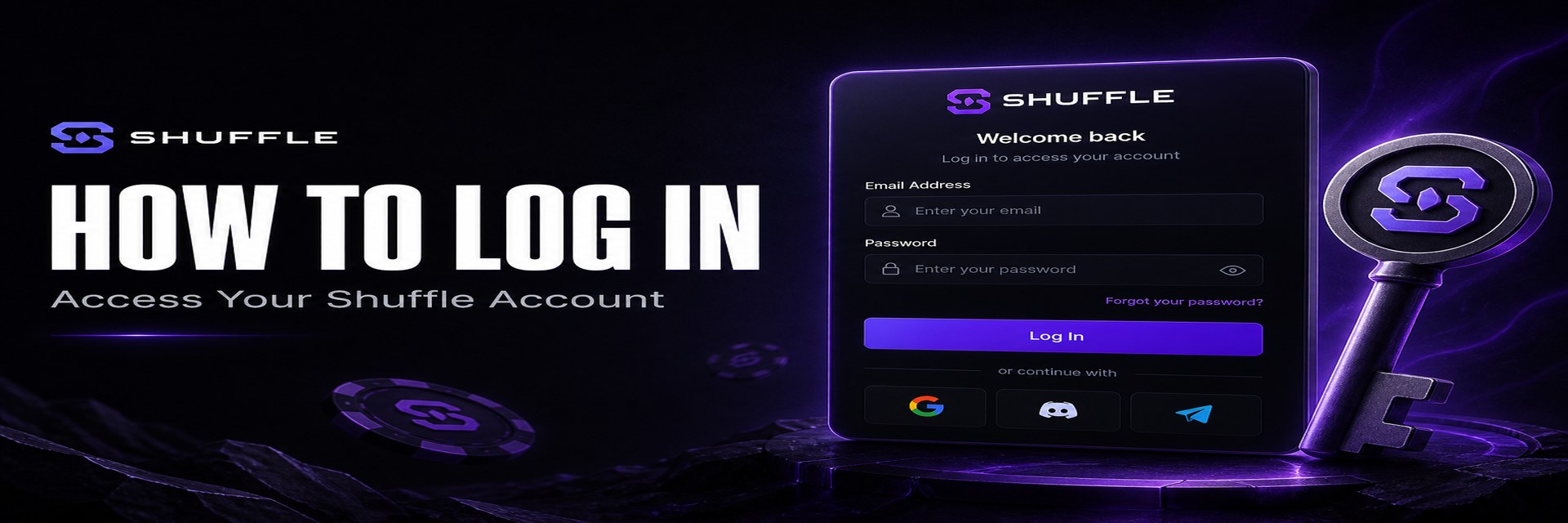 How to log in to Shuffle Casino banner